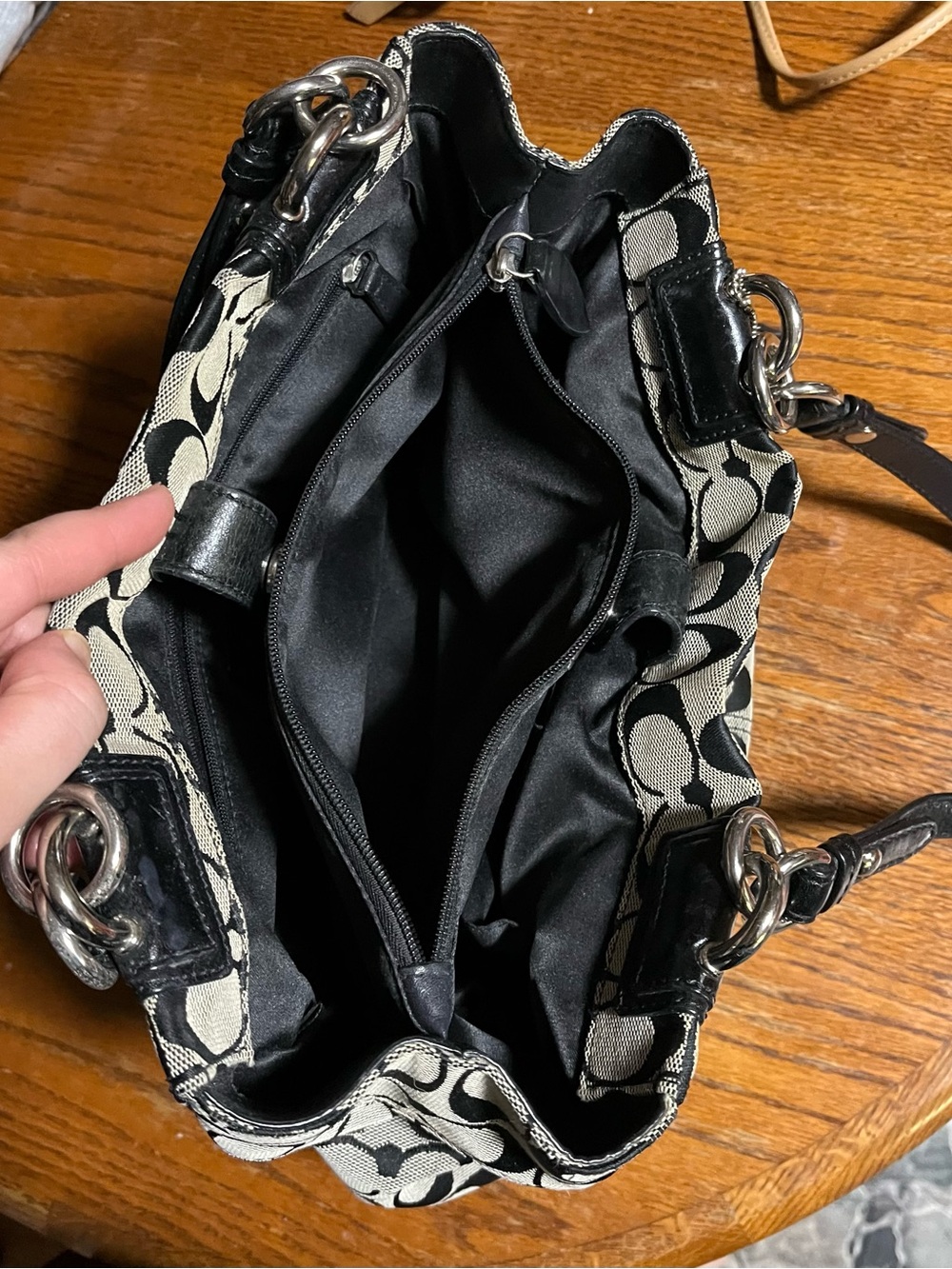 Coach Black and Silver Signature Shoulder Bag - Picture 2 of 3